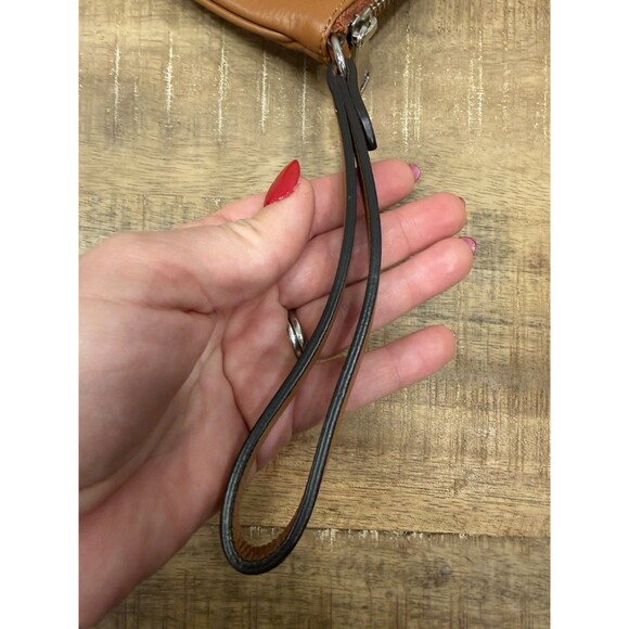 LAUREN Ralph Lauren Cognac Brown Leather Pouch Makeup Bag Travel Wristlet Clutch - Picture 8 of 10